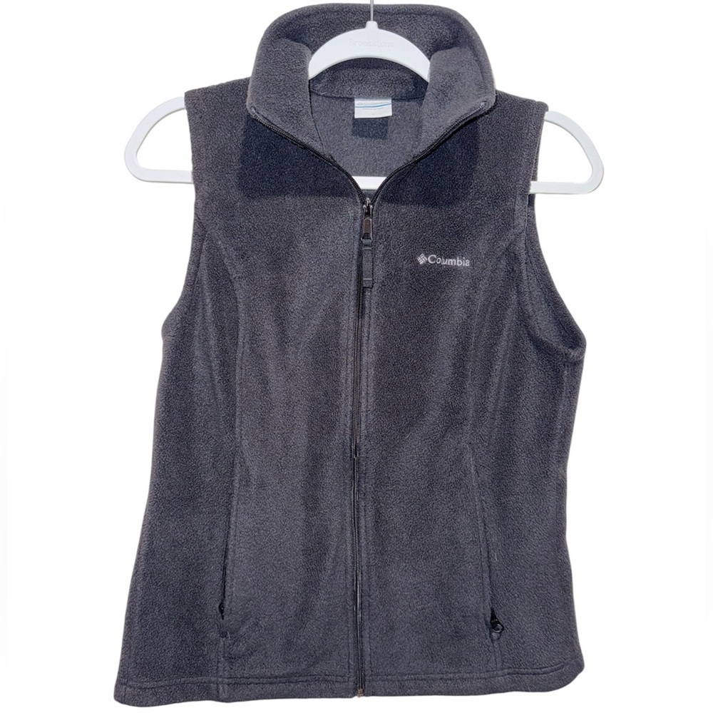 Columbia Womens Black Collared Fleece Zip Up Sleeveless Vest size Small